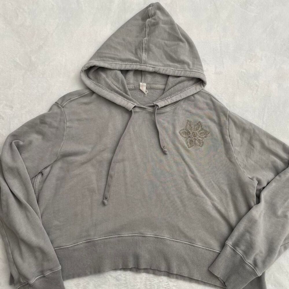 Anthropologie Cropped Sweatshirt Women's L Hippie Loungewear Hoodie Long Sleeve